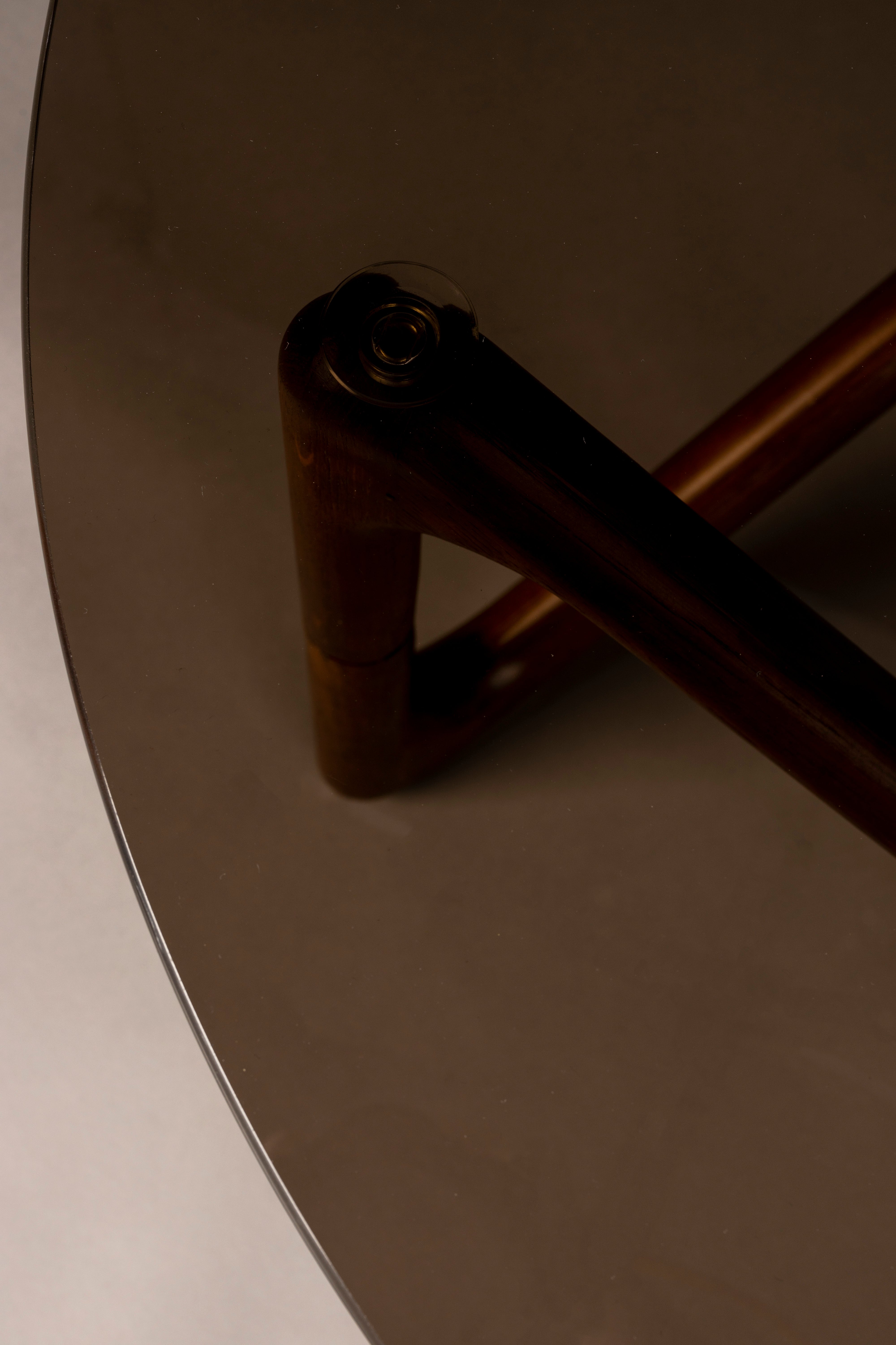 Dutchbone Naia Abstract Brown Wood & Smoked Glass Coffee Table